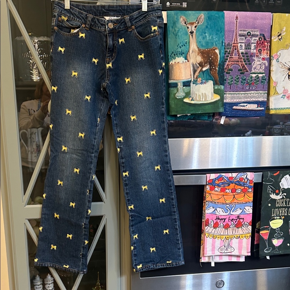 Lilly Pulitzer Vintage Y2K embroidered Dog Blue Jeans 2